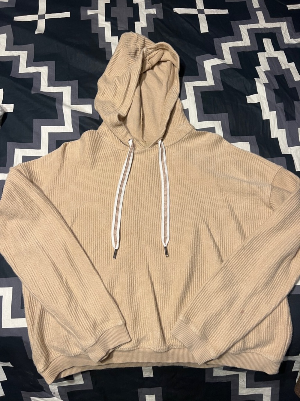 Aerie Knit Hoodie Cropped with Drawstring